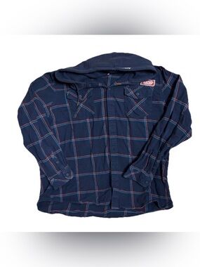Hurley Hoodie Flannel Button Up XXL Blue/ Red Plaid Men’s